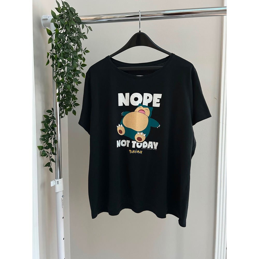 Pokemon Snorlax Nope Not Today Graphic Tee Black Sz 2XL